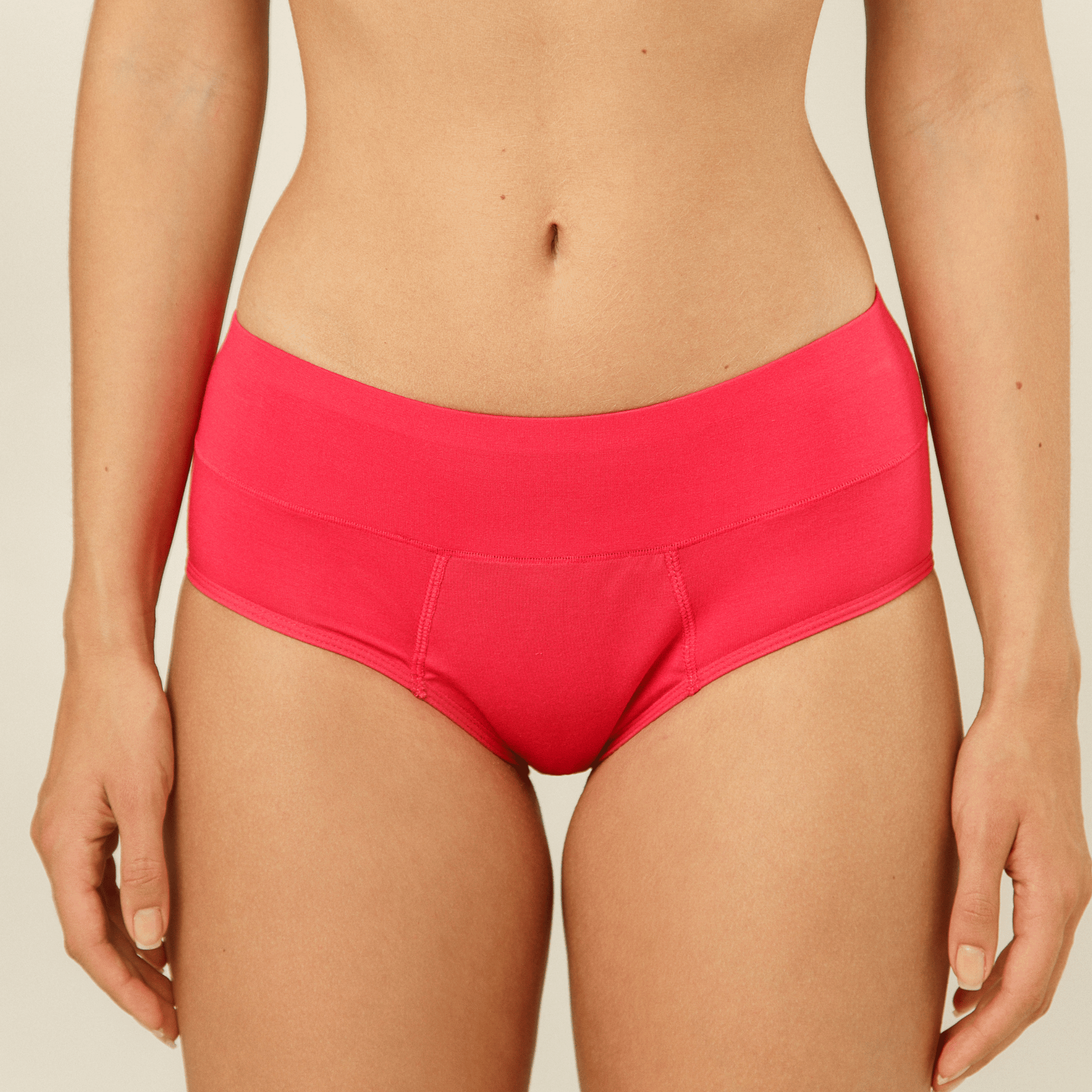 Red High Waist Period Underwear - Heavy Flow , XS